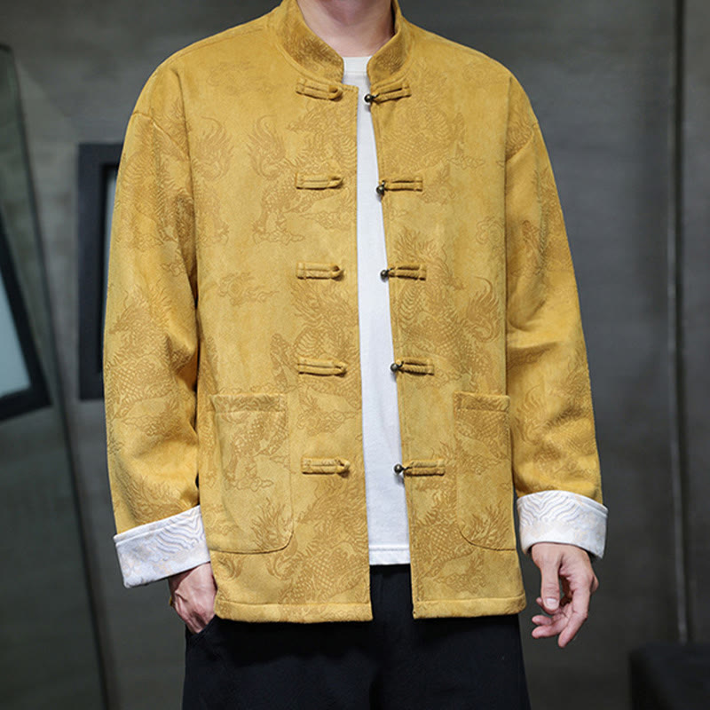 Traje Tang para hombre, chaqueta, camisa y bolsillos, con estampado de kirin y botones de rana y Buddha Stones para el Año Nuevo chino - image 3