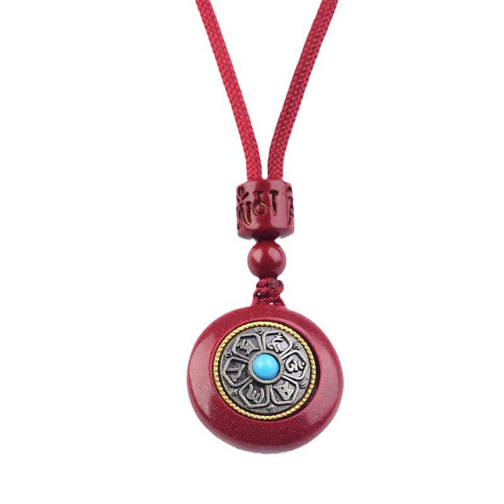 Llavero con colgante de cadena trenzada con seis palabras verdaderas "Om Mani Padme Hum" y Buddha Stones con cinabrio natural - image 9
