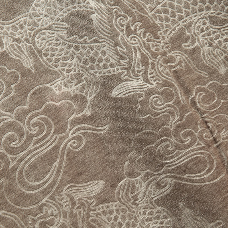 Traje Tang con botones, chaqueta y camisa para hombre con bolsillos, diseño de dragón, nubes auspiciosas y Buddha Stones para el Año Nuevo chino