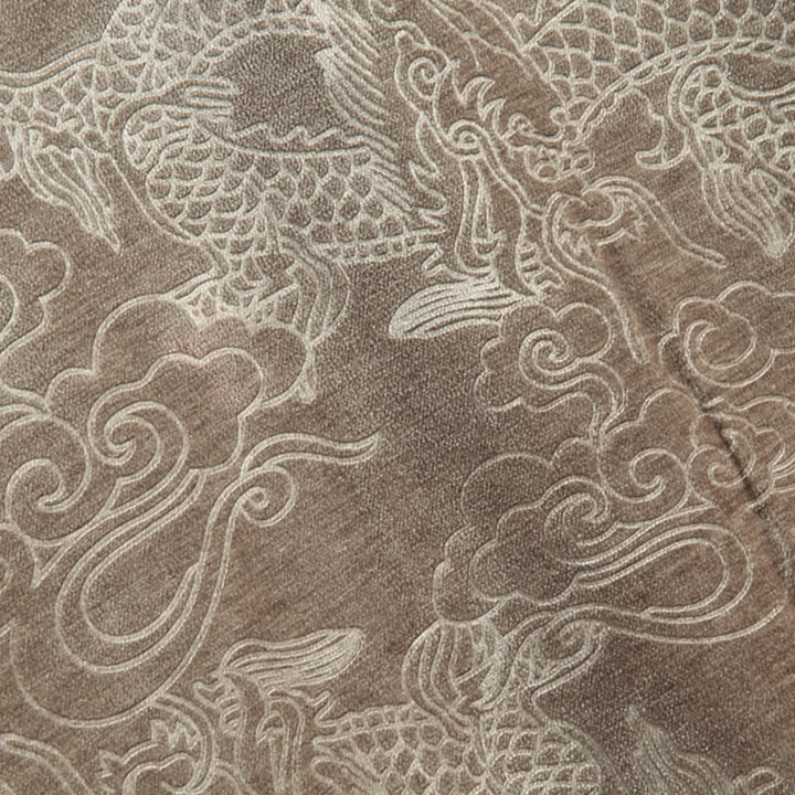Traje Tang con botones, chaqueta y camisa para hombre con bolsillos, diseño de dragón, nubes auspiciosas y Buddha Stones para el Año Nuevo chino