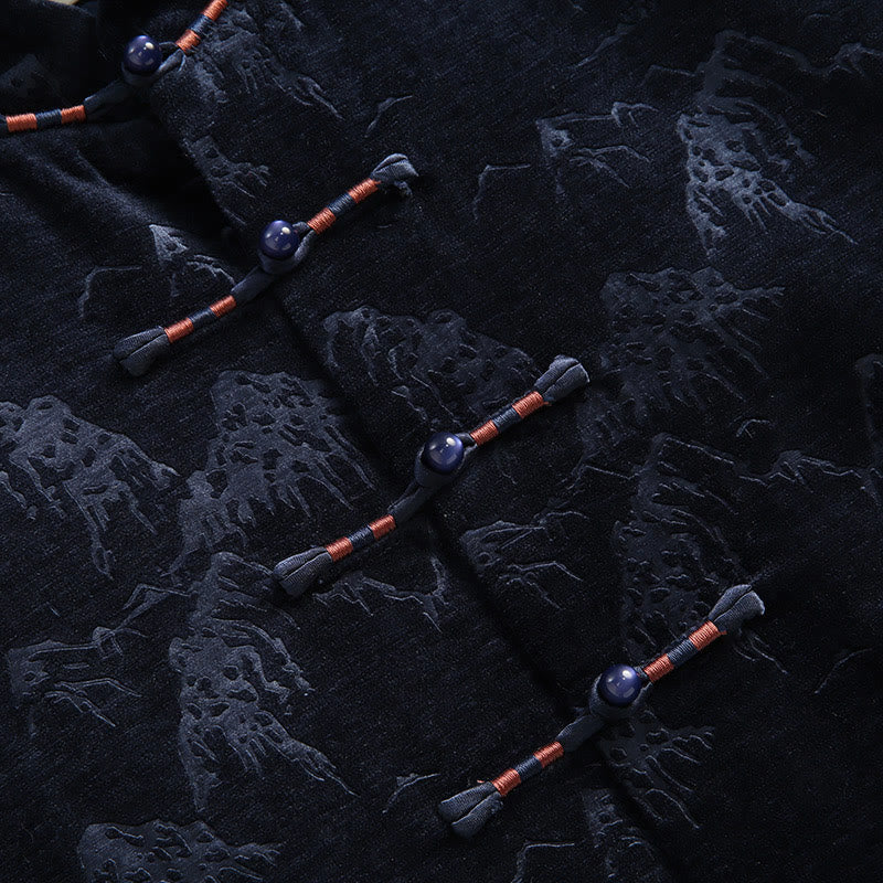 Traje Tang para hombre, chaqueta, camisa y bolsillos, con estampado de paisaje de Año Nuevo chino y Buddha Stones, hecho a mano, con botones de rana - image 7