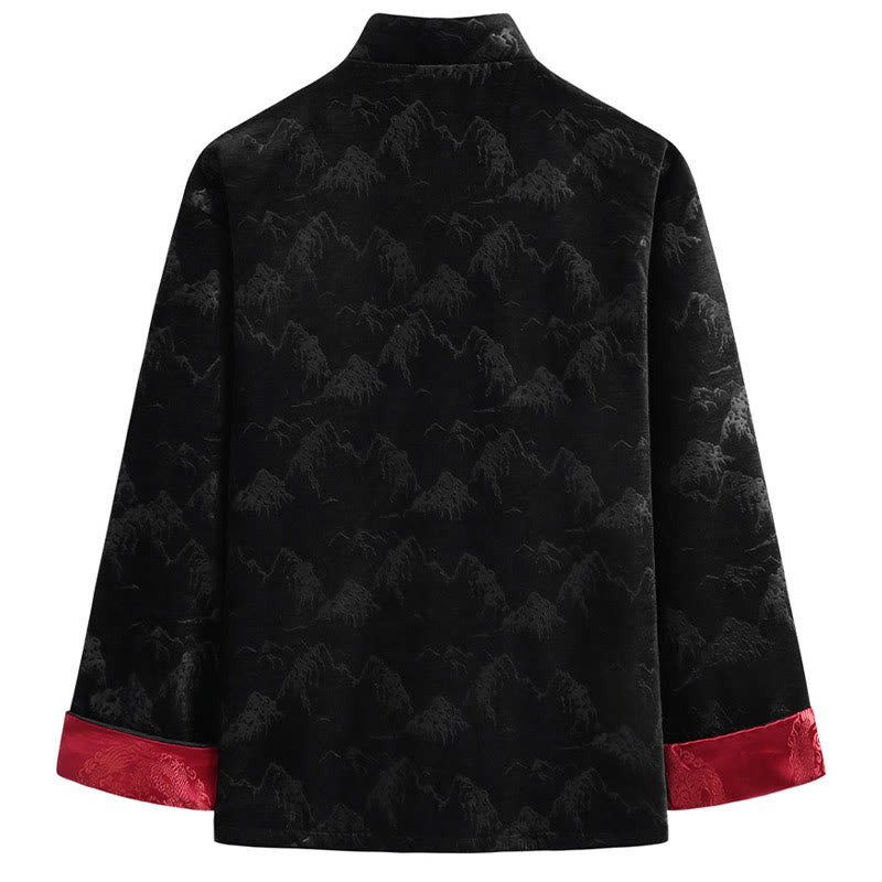 Traje Tang para hombre, chaqueta, camisa y bolsillos, con estampado de paisaje de Año Nuevo chino y Buddha Stones, hecho a mano, con botones de rana - image 3