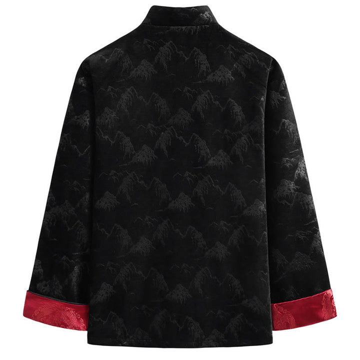 Traje Tang para hombre, chaqueta, camisa y bolsillos, con estampado de paisaje de Año Nuevo chino y Buddha Stones, hecho a mano, con botones de rana - image 3