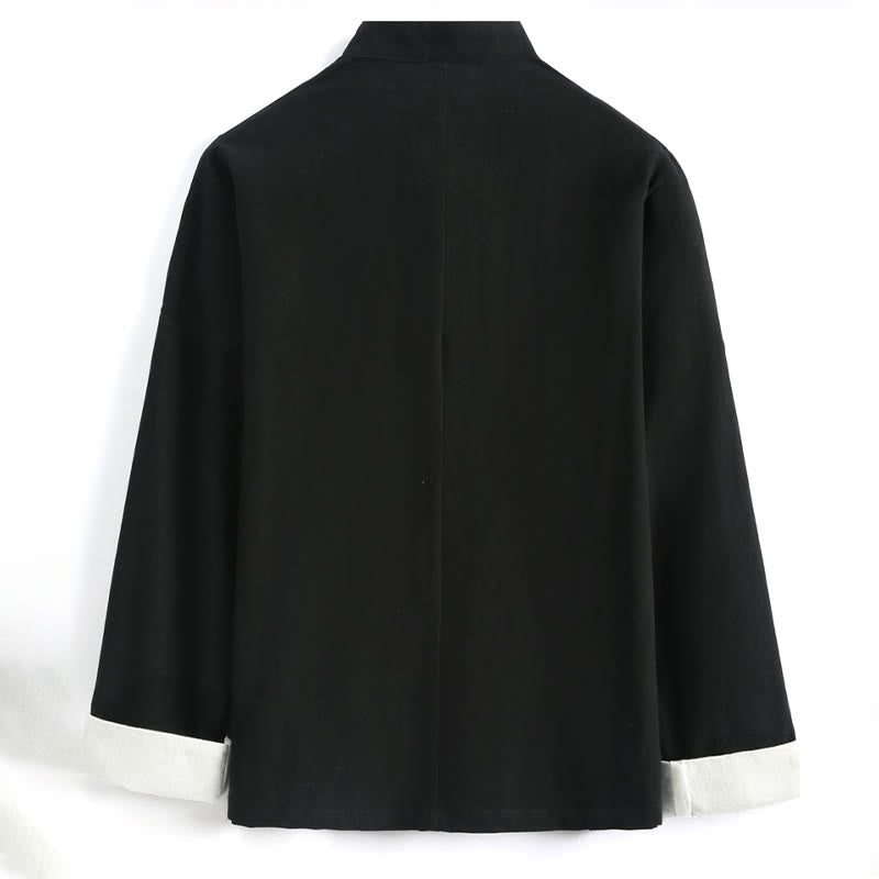 Traje Tang con bordado de grullas y Buddha Stones para Año Nuevo chino, Hanfu, manga larga, pantalones, ropa de algodón y lino, conjunto para hombre con bolsillos