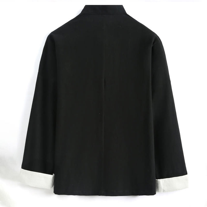 Traje Tang con bordado de grullas y Buddha Stones para Año Nuevo chino, Hanfu, manga larga, pantalones, ropa de algodón y lino, conjunto para hombre con bolsillos