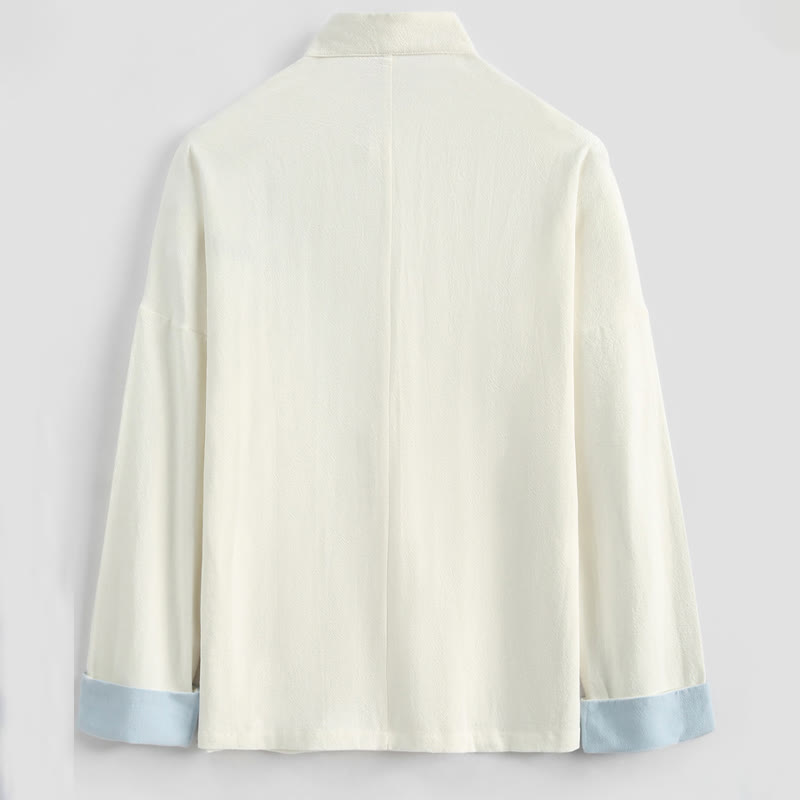 Traje Tang con bordado de grullas y Buddha Stones para Año Nuevo chino, Hanfu, manga larga, pantalones, ropa de algodón y lino, conjunto para hombre con bolsillos - image 6