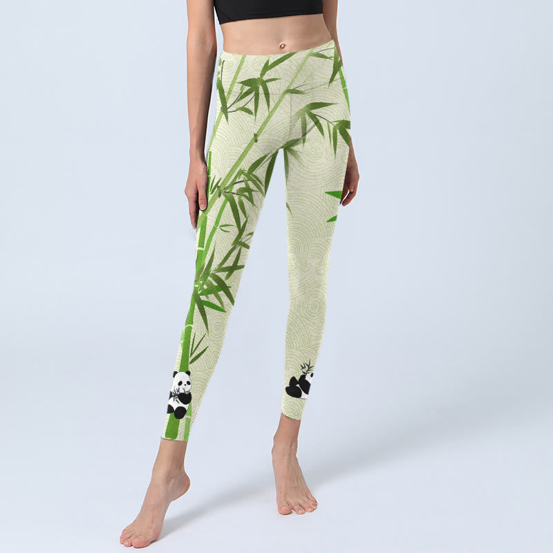 Leggings de yoga para mujer con estampado de ondas de nubes auspiciosas, pandas y piedras de Buddha Stones - image 6