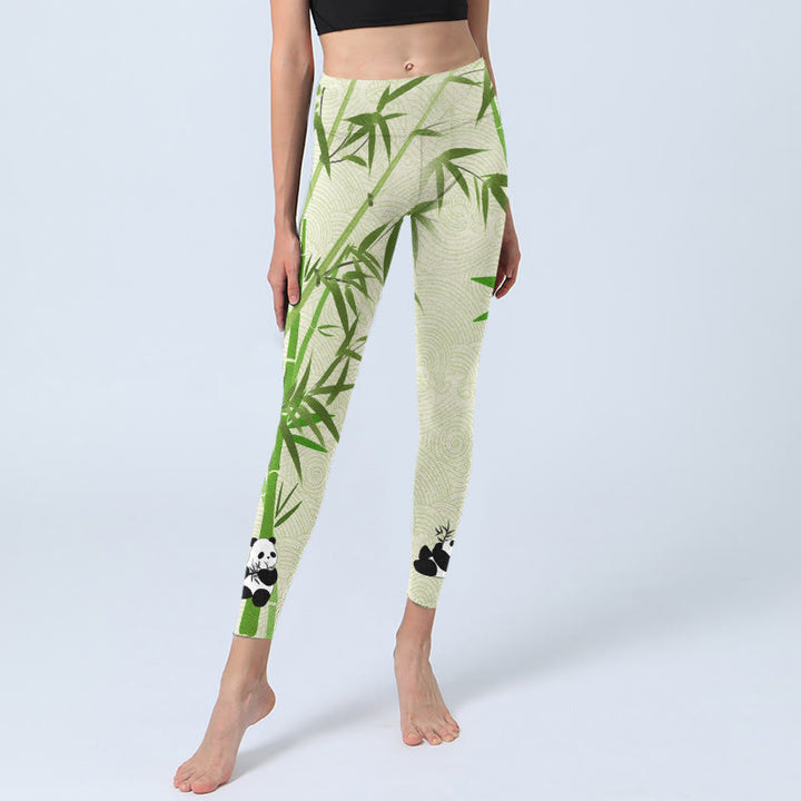 Leggings de yoga para mujer con estampado de ondas de nubes auspiciosas, pandas y piedras de Buddha Stones - image 6