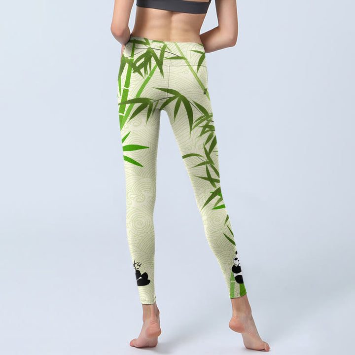 Leggings de yoga para mujer con estampado de ondas de nubes auspiciosas, pandas y piedras de Buddha Stones - image 7