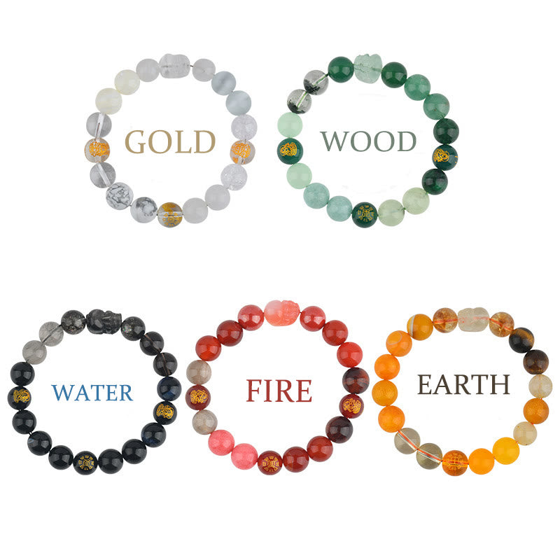 Pulsera de la riqueza Pixiu de ágata de cristal con cinco elementos y Buddha Stones - image 31