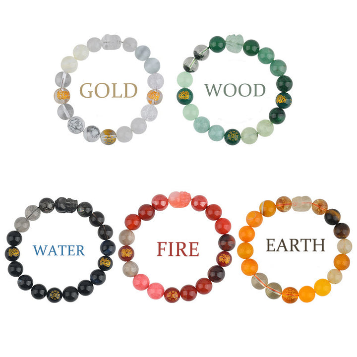 Pulsera de la riqueza Pixiu de ágata de cristal con cinco elementos y Buddha Stones - image 31