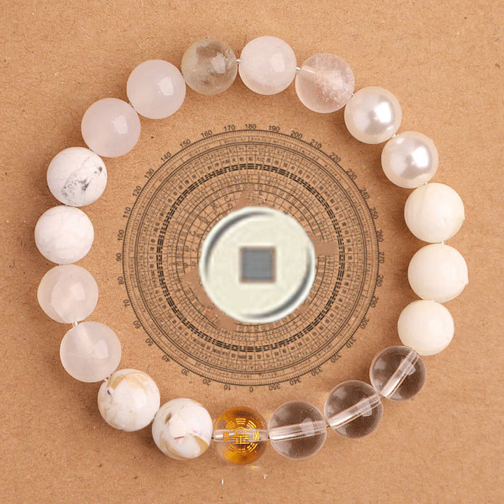 Pulsera de la suerte con Buddha Stones, cinco elementos y ágata variada