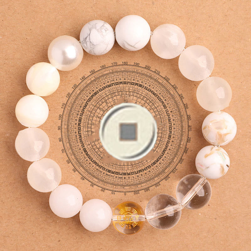 Pulsera de la suerte con Buddha Stones, cinco elementos y ágata variada