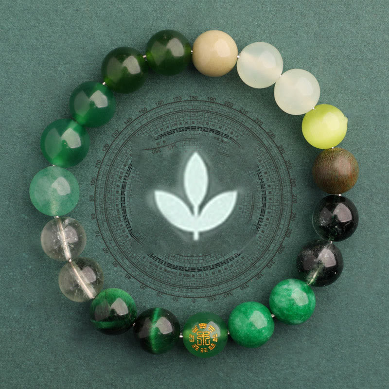 Pulsera de la suerte con Buddha Stones, cinco elementos y ágata variada