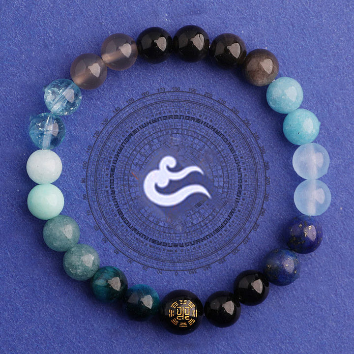 Pulsera de la suerte con Buddha Stones, cinco elementos y ágata variada