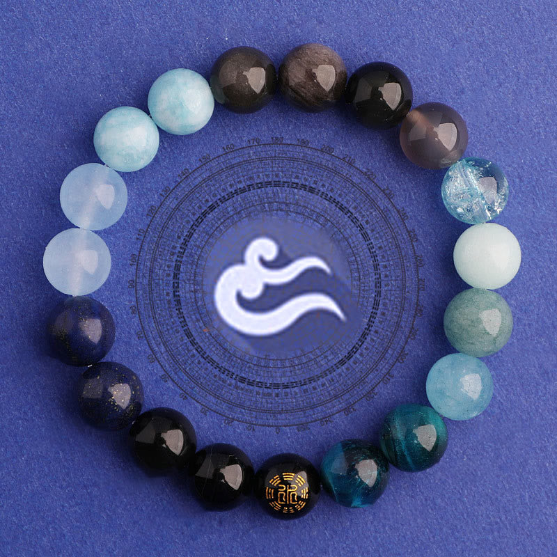 Pulsera de la suerte con Buddha Stones, cinco elementos y ágata variada