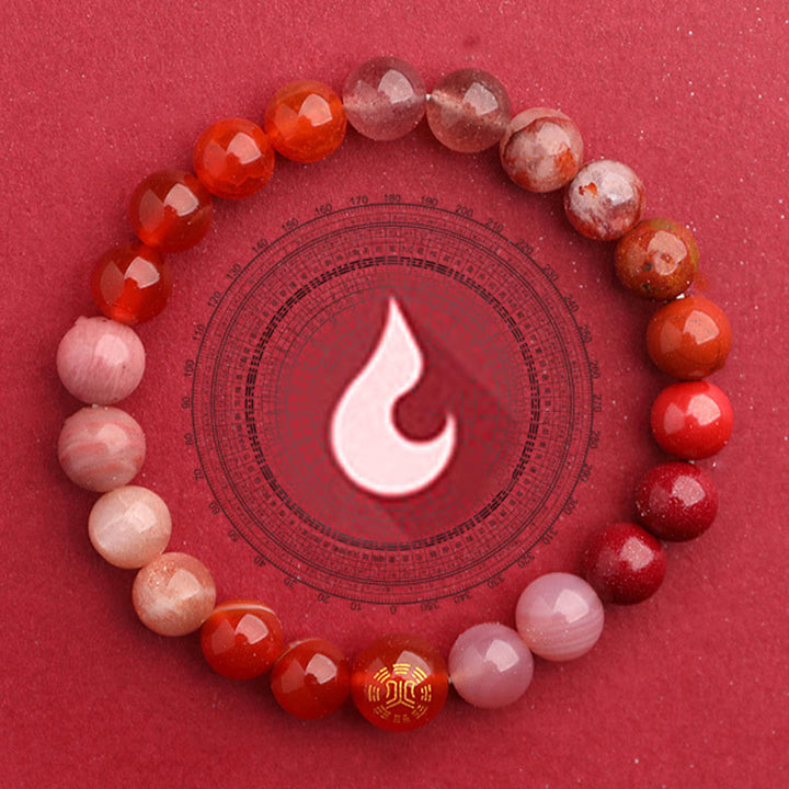 Pulsera de la suerte con Buddha Stones, cinco elementos y ágata variada