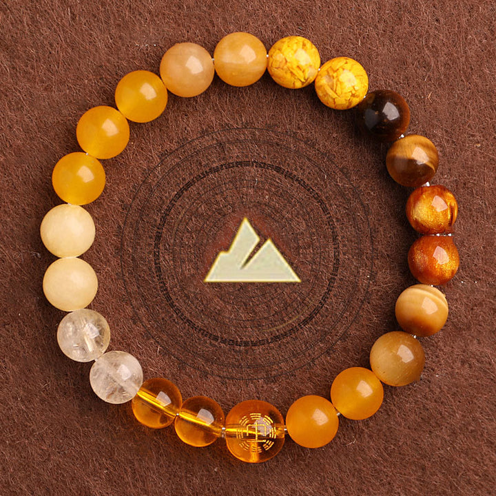 Pulsera de la suerte con Buddha Stones, cinco elementos y ágata variada