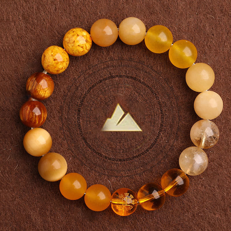 Pulsera de la suerte con Buddha Stones, cinco elementos y ágata variada