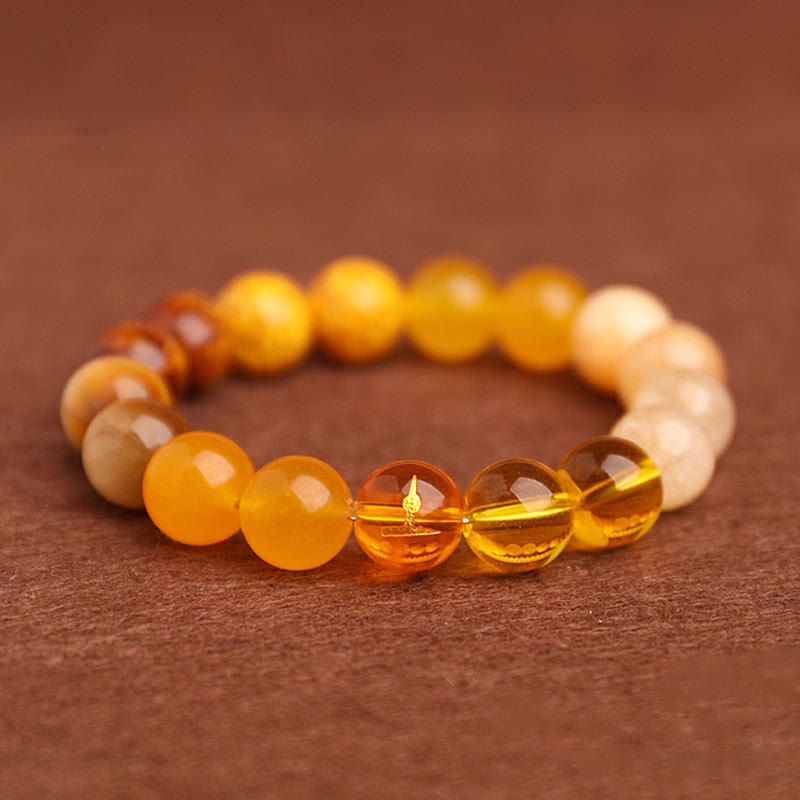 Pulsera de la suerte con Buddha Stones, cinco elementos y ágata variada