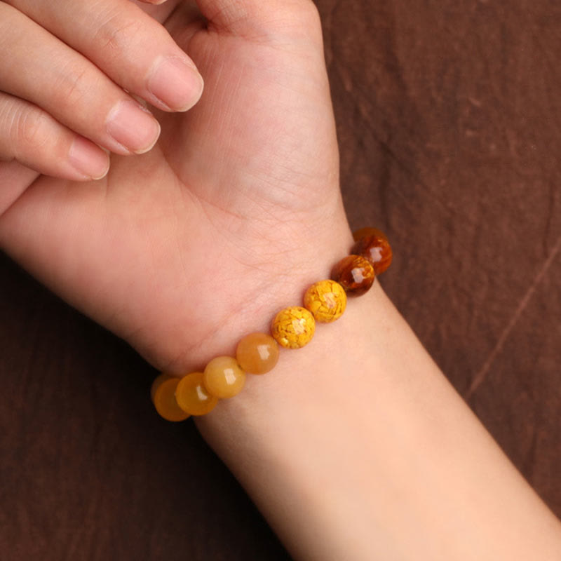 Pulsera de la suerte con Buddha Stones, cinco elementos y ágata variada