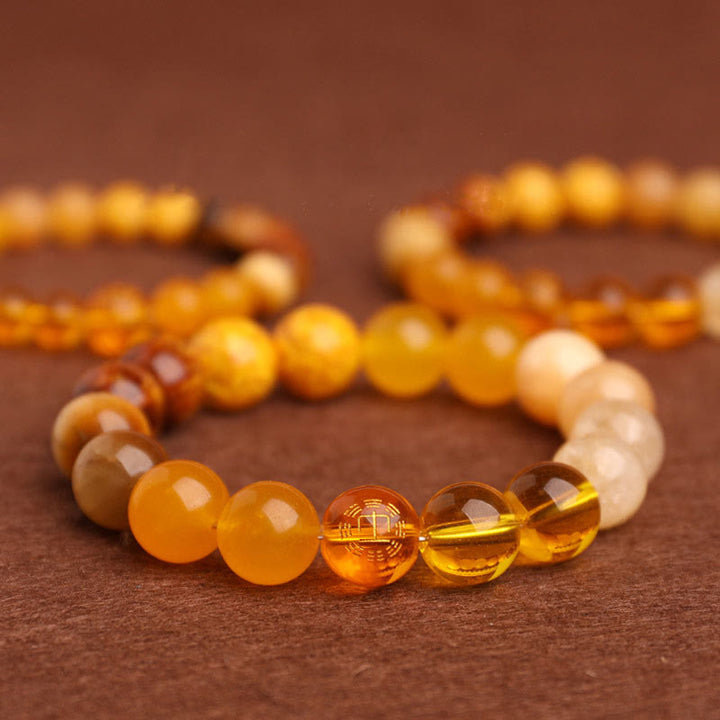 Pulsera de la suerte con Buddha Stones, cinco elementos y ágata variada
