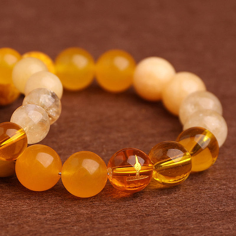 Pulsera de la suerte con Buddha Stones, cinco elementos y ágata variada