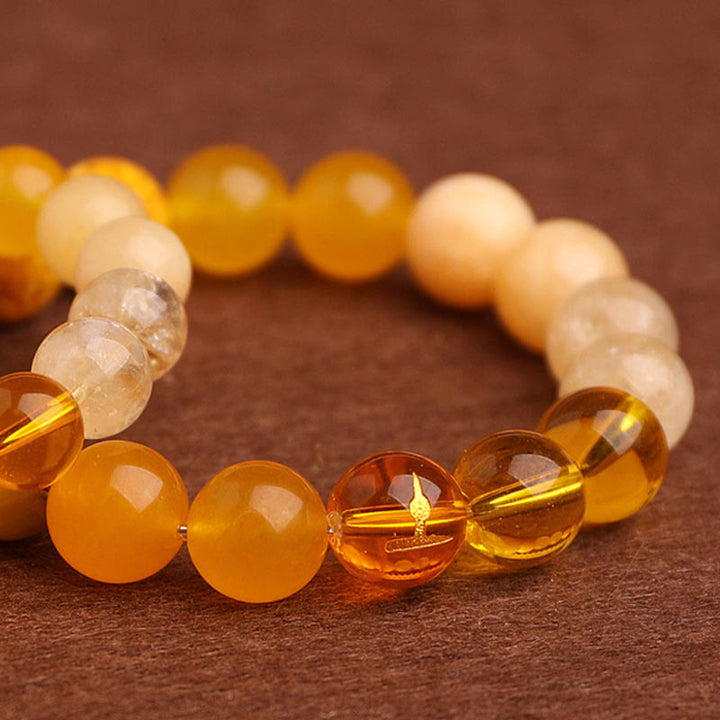 Pulsera de la suerte con Buddha Stones, cinco elementos y ágata variada