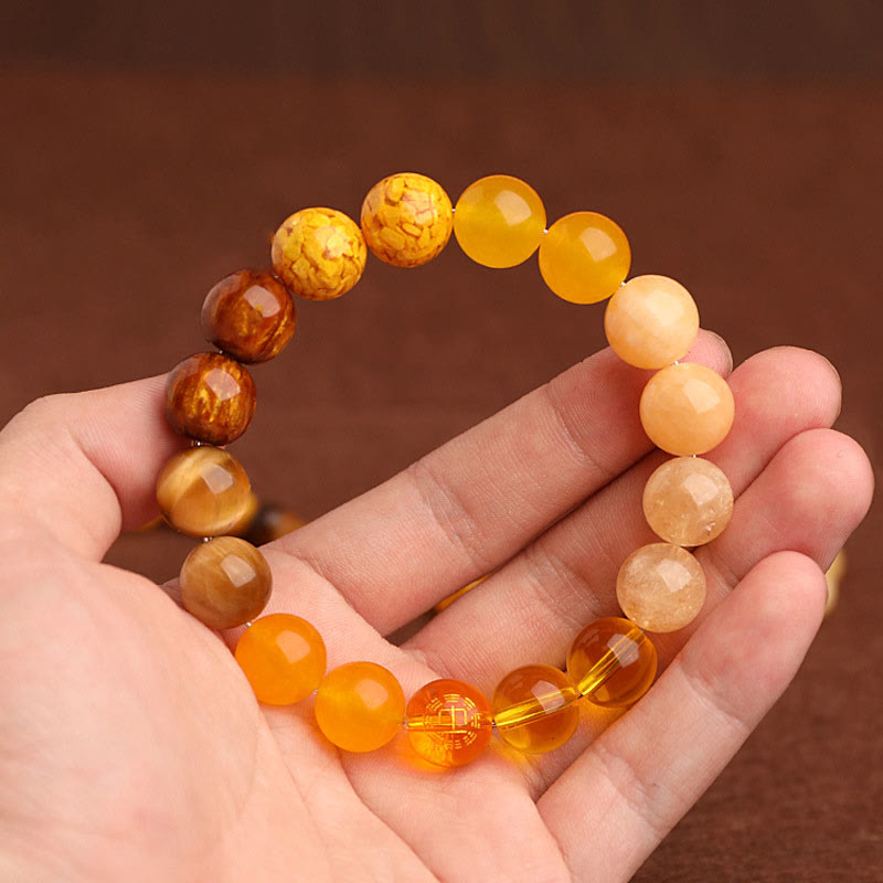 Pulsera de la suerte con Buddha Stones, cinco elementos y ágata variada