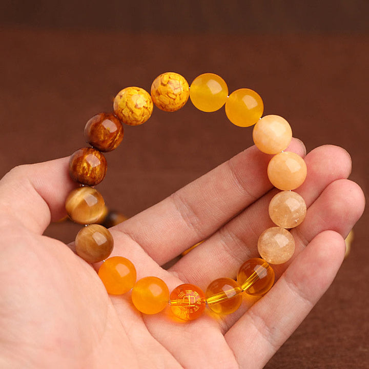 Pulsera de la suerte con Buddha Stones, cinco elementos y ágata variada