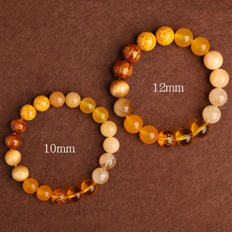 Pulsera de la suerte con Buddha Stones, cinco elementos y ágata variada