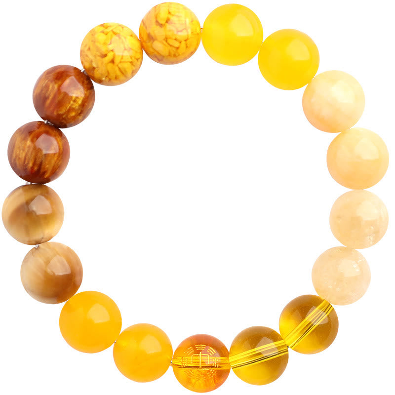 Pulsera de la suerte con Buddha Stones, cinco elementos y ágata variada