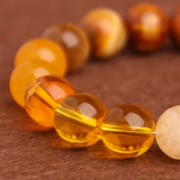 Pulsera de la suerte con Buddha Stones, cinco elementos y ágata variada