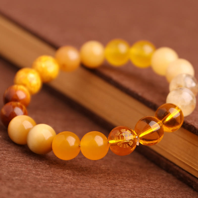 Pulsera de la suerte con Buddha Stones, cinco elementos y ágata variada
