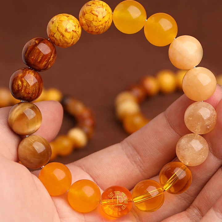 Pulsera de la suerte con Buddha Stones, cinco elementos y ágata variada