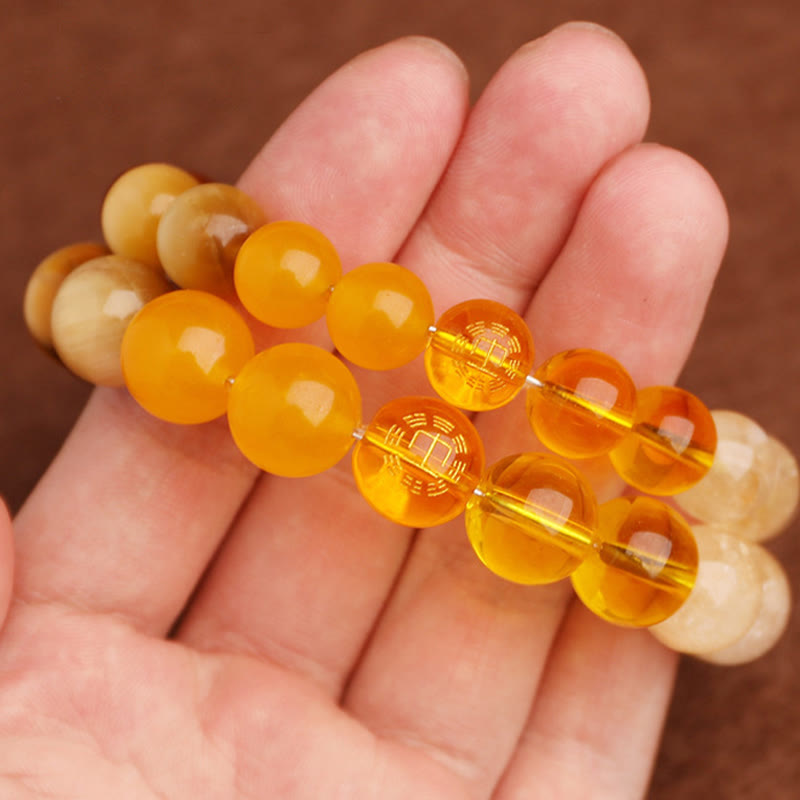 Pulsera de la suerte con Buddha Stones, cinco elementos y ágata variada