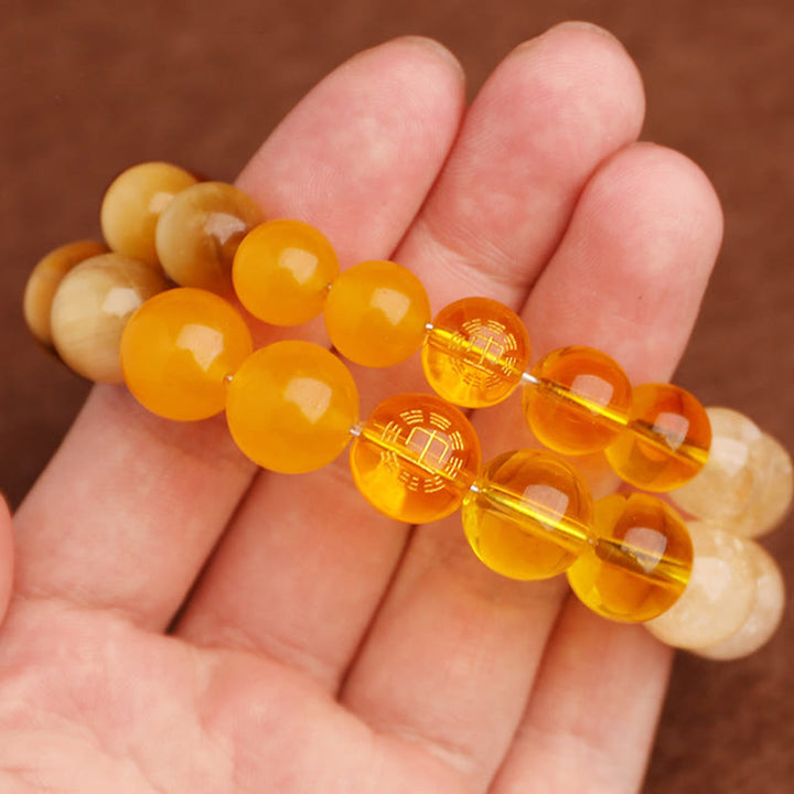 Pulsera de la suerte con Buddha Stones, cinco elementos y ágata variada