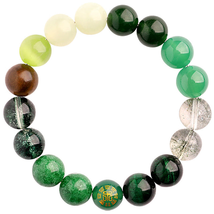 Pulsera de la suerte con Buddha Stones, cinco elementos y ágata variada