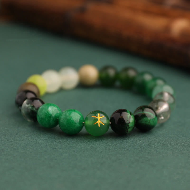 Pulsera de la suerte con Buddha Stones, cinco elementos y ágata variada - image 17