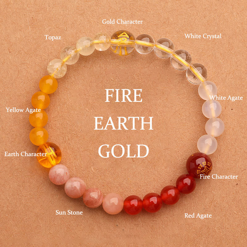 Pulsera de la sabiduría con Buddha Stones, cinco elementos, varios cristales de ágata y piedra solar