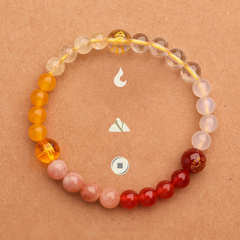 Pulsera de la sabiduría con Buddha Stones, cinco elementos, varios cristales de ágata y piedra solar