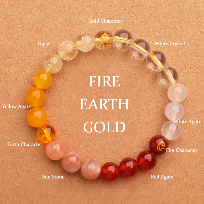 Pulsera de la sabiduría con Buddha Stones, cinco elementos, varios cristales de ágata y piedra solar