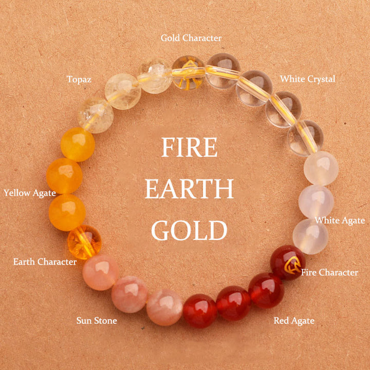 Pulsera de la sabiduría con Buddha Stones, cinco elementos, varios cristales de ágata y piedra solar