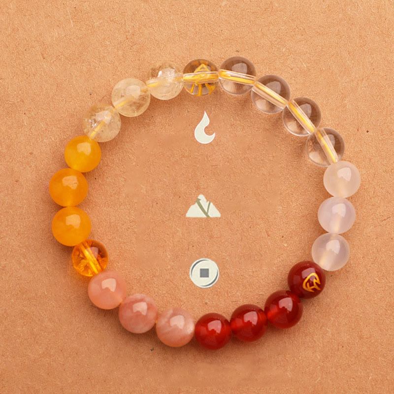 Pulsera de la sabiduría con Buddha Stones, cinco elementos, varios cristales de ágata y piedra solar