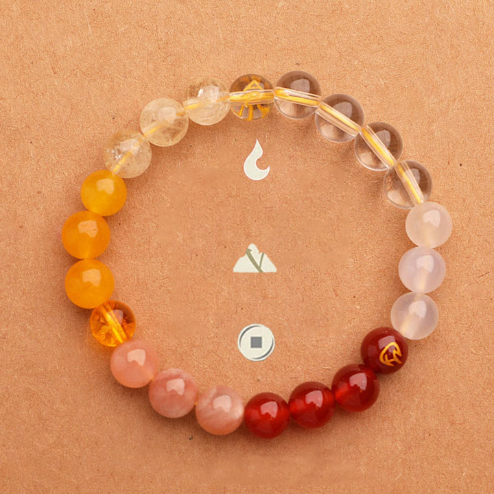 Pulsera de la sabiduría con Buddha Stones, cinco elementos, varios cristales de ágata y piedra solar