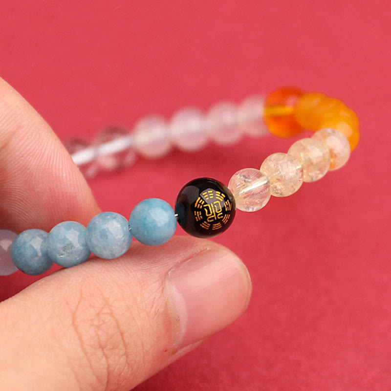 Pulsera de la sabiduría con Buddha Stones, cinco elementos, varios cristales de ágata y piedra solar