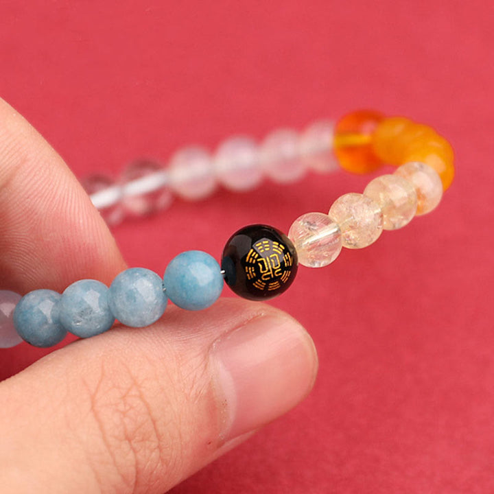 Pulsera de la sabiduría con Buddha Stones, cinco elementos, varios cristales de ágata y piedra solar