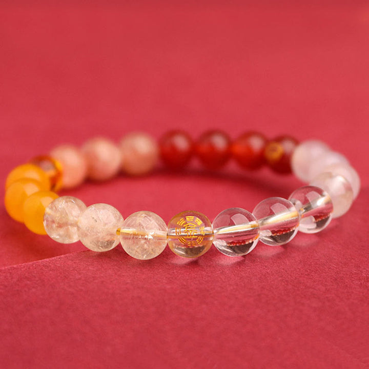 Pulsera de la sabiduría con Buddha Stones, cinco elementos, varios cristales de ágata y piedra solar