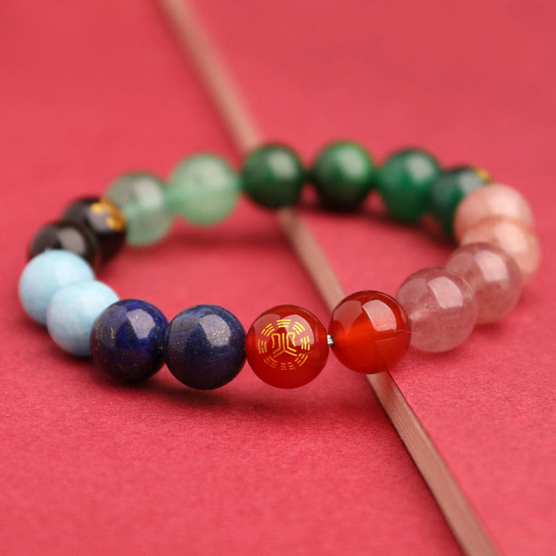 Pulsera de la sabiduría con Buddha Stones, cinco elementos, varios cristales de ágata y piedra solar