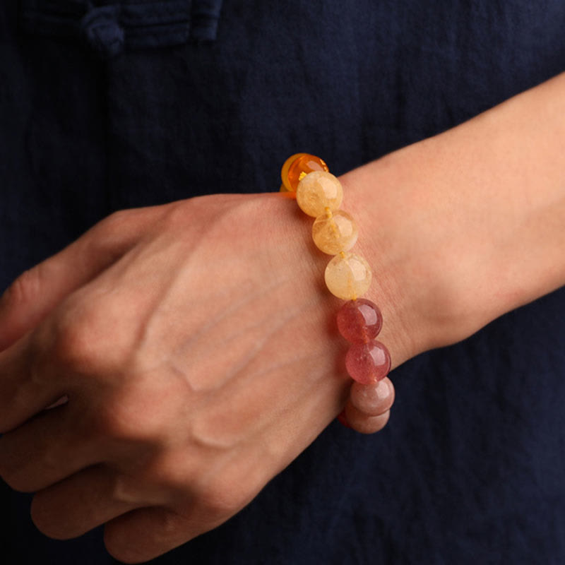 Pulsera de la sabiduría con Buddha Stones, cinco elementos, varios cristales de ágata y piedra solar